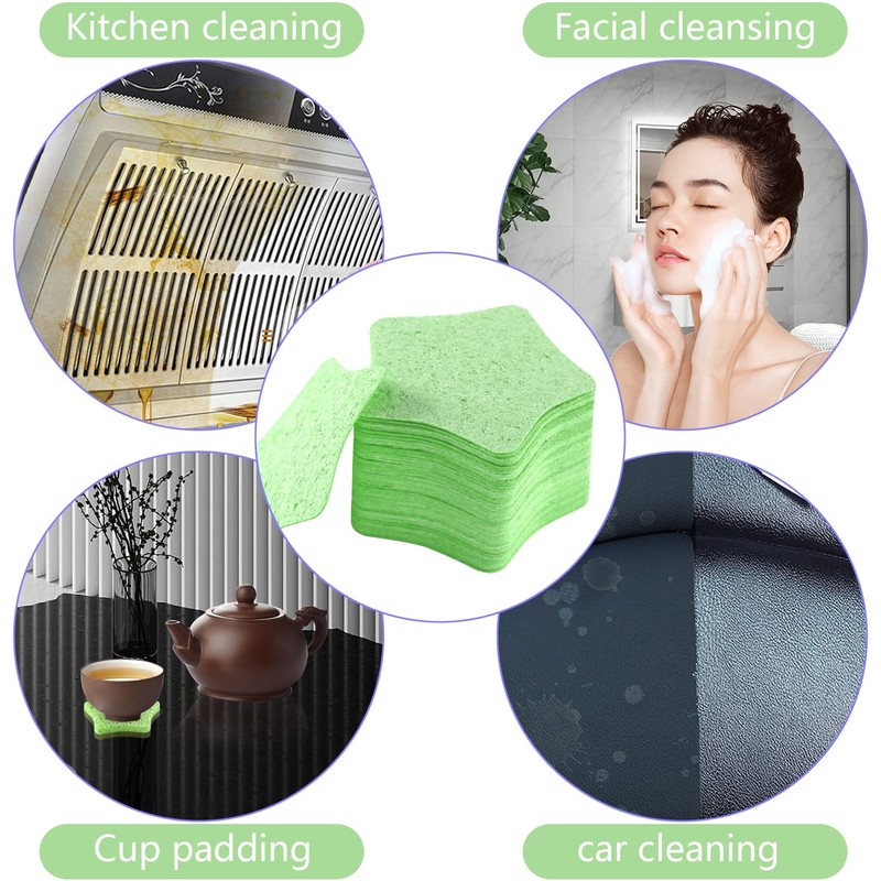 50 Pieces Facial Sponges with Container, Star Shape Compressed Face