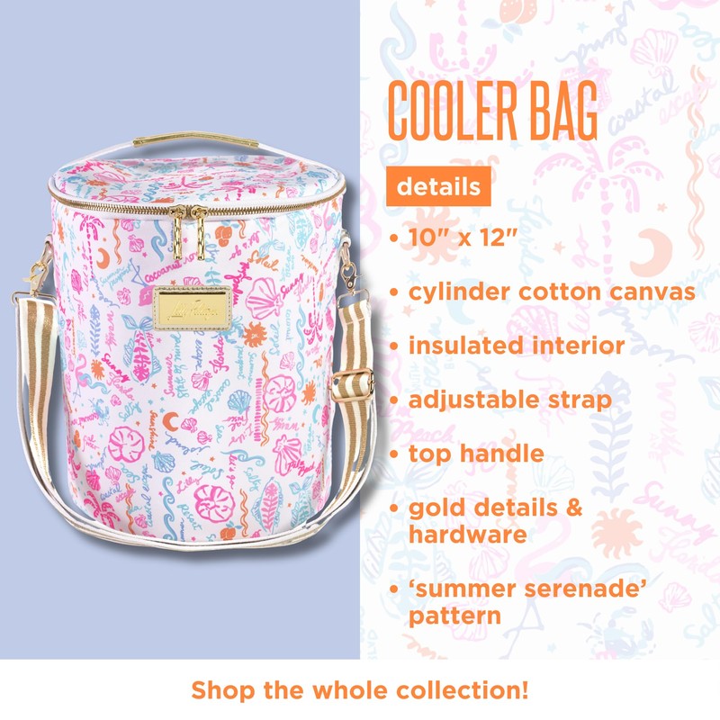 Lilly Pulitzer Insulated Soft Cylinder Beach Cooler with Adjustable/Removable Strap