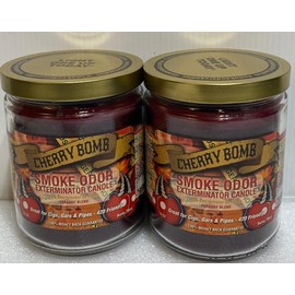 Smoke Odor Exterminator 13 oz Jar Candle, Cherry Bomb, Set of 2 Candles.