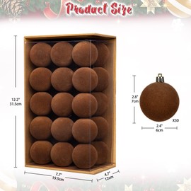 Juego de 30 adornos de bola de Navidad de terciopelo, bolas inastillables de 2.35 pulgadas para decoración de árbol de Navidad, bolas colgantes con acabado de terciopelo suave para decoración de
