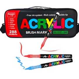 kander Acrylic Paint Markers with Handbag,288 Colors with Direct-Liquid Ink Control System, Professional-Grade Paint Pen for Rock Painting, Canvas, Glass, Plastic, Fabric & Creative Crafts