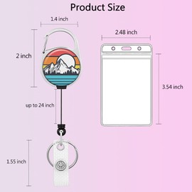 Badge Reel Retractable Keychain Heavy Duty with Belt Clip Nurse Badge Holder with Waterproof Vertical ID Card Holders for ID Name Cards/Credit Card/Hotel Key Cards (2 Pack Sunset Peaks)