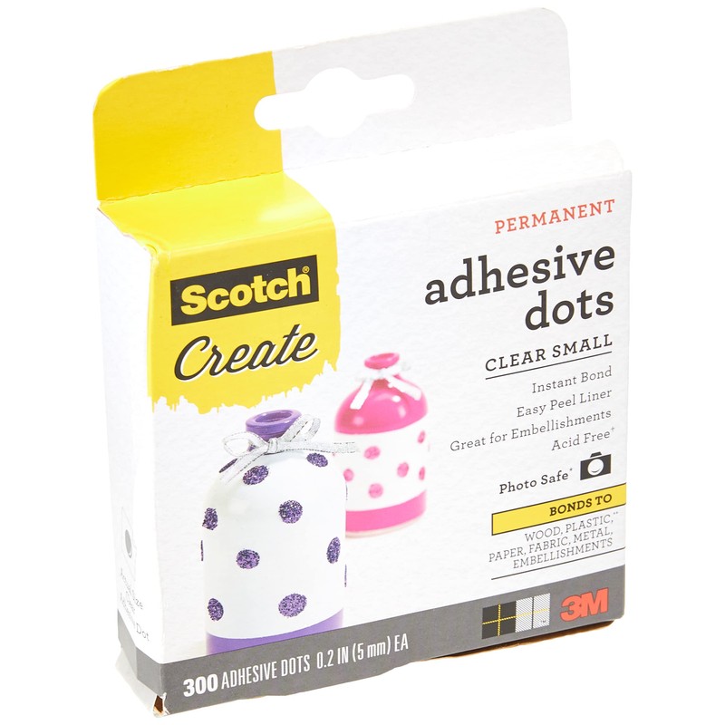 Scotch Adhesive Dots, Small, 300/Pack – Mess-Free, Permanent, Photo-Safe, and