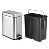 mDesign Small Modern 1.3 Gallon Rectangle Metal Lidded Step Trash