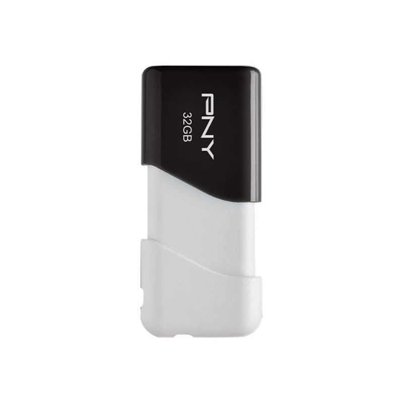 PNY Compact Attache 32GB USB 2.0 Flash Drive - Black/White