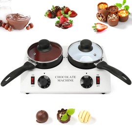 Chocolate Melting Pot Double Pots Constant Temperature Chocolate Tempering Machine for Melting Butter, Candy,Cheese 80W (US Plug 110V)