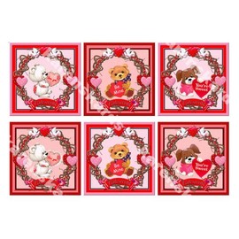 Valentines Card Making Toppers Craft Embellishments, Pink and Red x 6