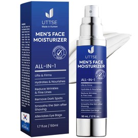Uttse 6-in-1 Mens Face Moisturizer: Face Cream for Men - Reduce the Look of Eye Bags, Dark Circles, and Puffiness - Skin Care for Men - 1.7 fl oz - Made in Korea
