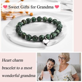 KORAS Grandma Gifts, Heart Charm Beaded Bracelet Grandma Gifts from Grandchildren, Special Grandma Birthday Gifts Mothers Day Gifts Christmas Presents