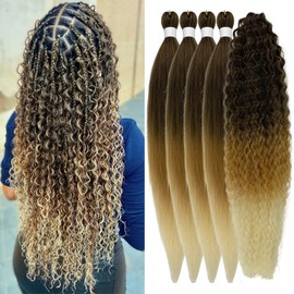 Marrone Bionda Treccia Capelli Pre Stretched Knotless Boho Treccia Capelli per Boho Intreccio Profondo Onda Colore 4/27/613# Ricci Boho Capelli per licheni (5 confezioni)