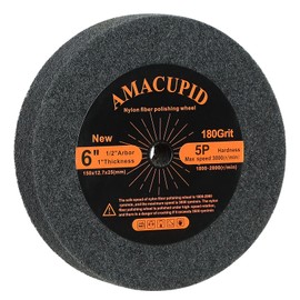 AmaCupid Nylon Fiber Brushed Buffing Wheels 6 Inch 5P Hardness. for Bench Grinder Buffing Machine Polishing Copper, Aluminum, and Titanium Alloy 180 Grit, 1/2 inch Arbor, 1 inch Thickness