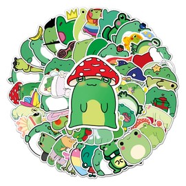 Frog Stickers for Laptop (50 PCS),Gift for Children Teens Adults Girl Boys,Waterproof Stickers for Water Bottle,Cartoon Frog Vinyl Stickers for Scrapbook,Skateboard,Bike Dairy