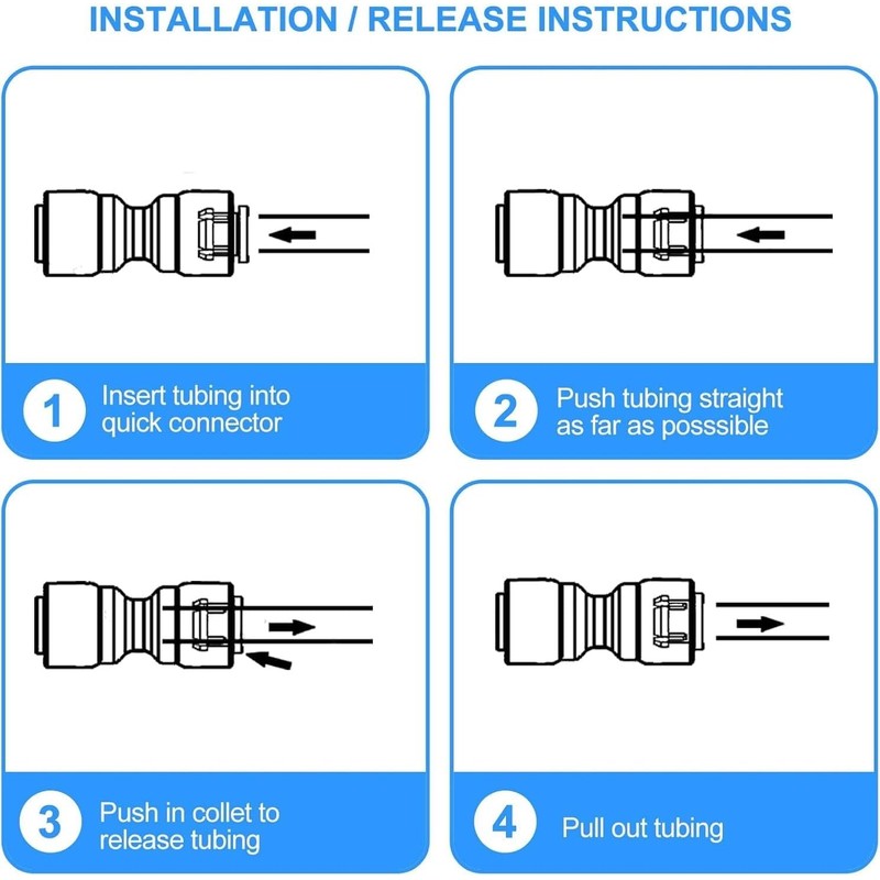 20 pcs Water Push to Connect Quick Connect Fittings 3/8"