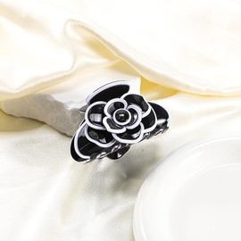 French camellia Hair Claw Clips KnowBow Hair Claw Brown Nonslip Claw Clips Strong Hold ClawClip for Medium Thick Hair 1 PC(CamelliaBlack)