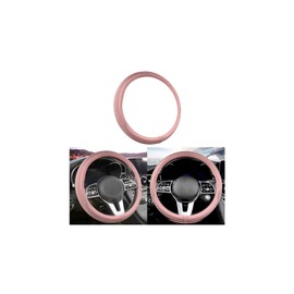 Sandfren Car Steering Wheel Cover, 15 inch Ice Silk Leather Soft Comfortable Vehicle Steering Wheel Protector, Breathable Automotive Interior Accessories, Universal for SUV Sedan Truck (Pink)
