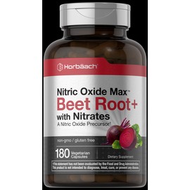 Horbäach Nitric Oxide Beet Root Capsules | With Nitrates | 180 Count | by Horbaach