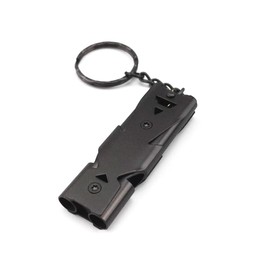 Loud Whistle, Stainless Steel, 2 Tube Type, About 100 - 120 dB Loud Type, For Emergency Use, About 2.2 x 0.7 x 0.4 inches (57 x 18 x 9 mm), Dark Gray