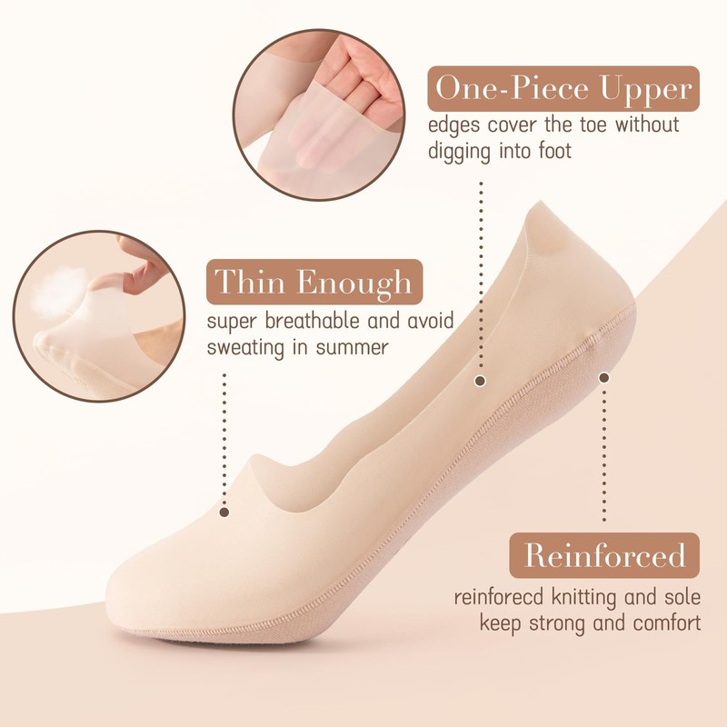 MANZI 5 Pairs Thin No Show Socks Invisible Low Cut
