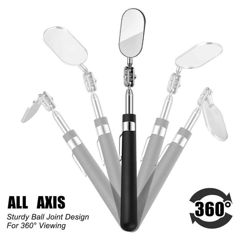 3 Pieces Telescoping Inspection Mirror Round Square Mirror Inspection Tool