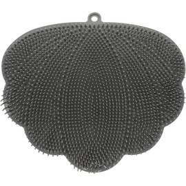 Baluue Estropajo de espalda con ventosas 30x25,5 cm TPE gris, exfolia y masajea sin manos para ducha y pies