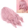 LC210-1 Curly Wavy Wig Pink Pastel Short Bob Synthetic Wigs