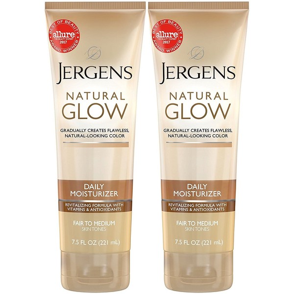 Jergens Natural Glow Daily Moisturizer, Revitalizing, Fair to Medium Skin Tones, 7.5 Ounce (Pack of 2)