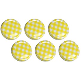 Sunshine Mason Co, One Piece Mason Jar Lids 6 Pieces, Yellow Gingham