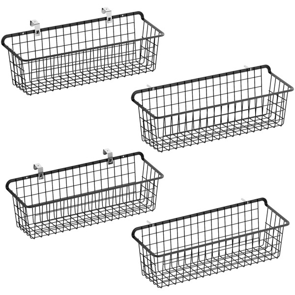 Warmfill Large Wall Basket, 4 Pack Metal Black Hanging Wire
