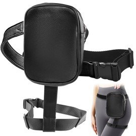 Leg Bag, Leg Bag for Motorcycle Thighs, Removable Motorcycle Bag Leg, Thigh Bag, Faux Leather, Women's Motorcycle Bags for Leg for Hiking, Running, Cycling, Camping, black