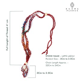 Handcrafted Real Crystal Necklace for Men, Stone Necklace for Women, 7 Chakra Necklace Crystal with Braided Rope, Spritual Rope Necklace with Crystal Pendant by Karma Pledge (Lapis Lazuli)