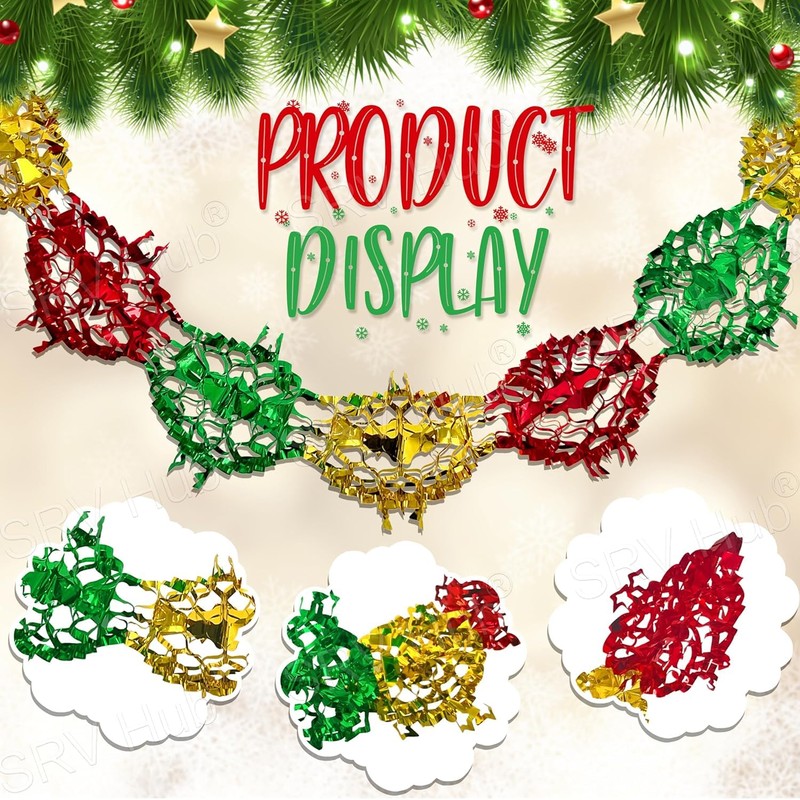 SRVertex Christmas Hanging Decorations Ceiling Foil Wall Decoration Party Decoration