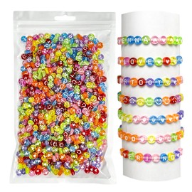 985 Pieces Letter Beads Kit,28 Styles Friendship Bracelet Kit Alphabet Beads Smiley Face Beads for Bracelets Jewelry Making Kit (White Letter Colored Bead)