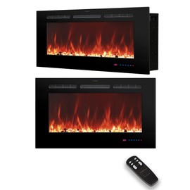 Oxhark Flame Electric Fireplace 30 inch Wide, Wall Mounted Fireplace Inserts Electric Heater, 13 * 13 Flame Effects Like Real Flame, Low Noise, Timer & Thermostat Setting, 750W/1500W, Black