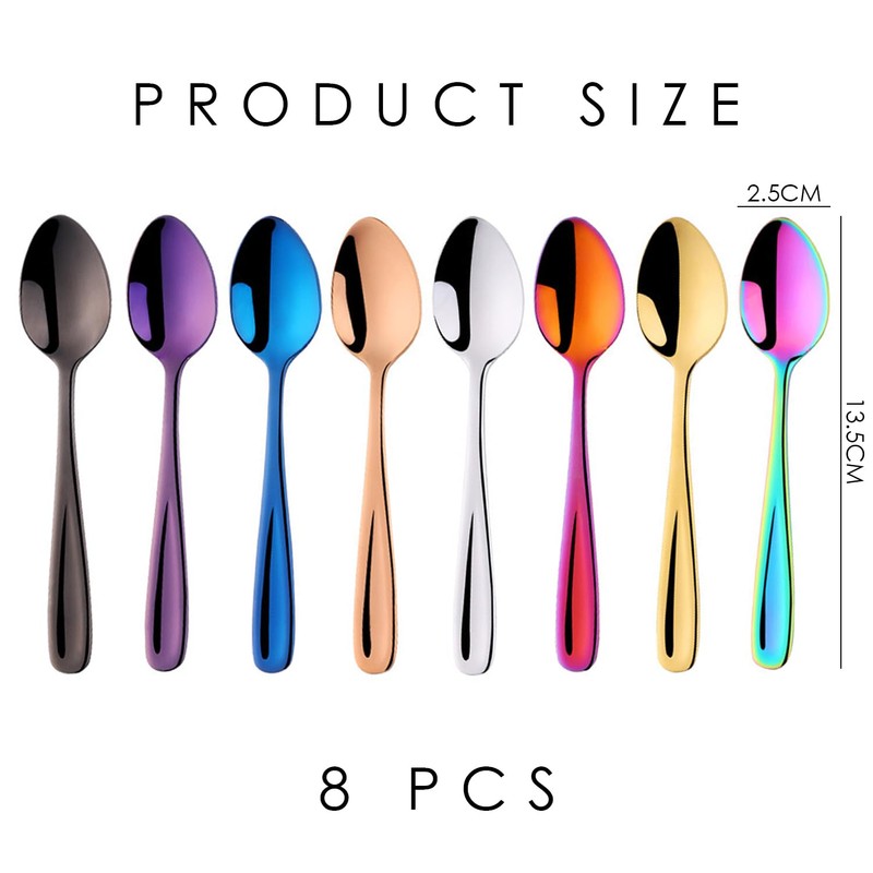8 Pieces Coffee Spoons, Colorful Peanut Butter Spoons, Egg Stirring