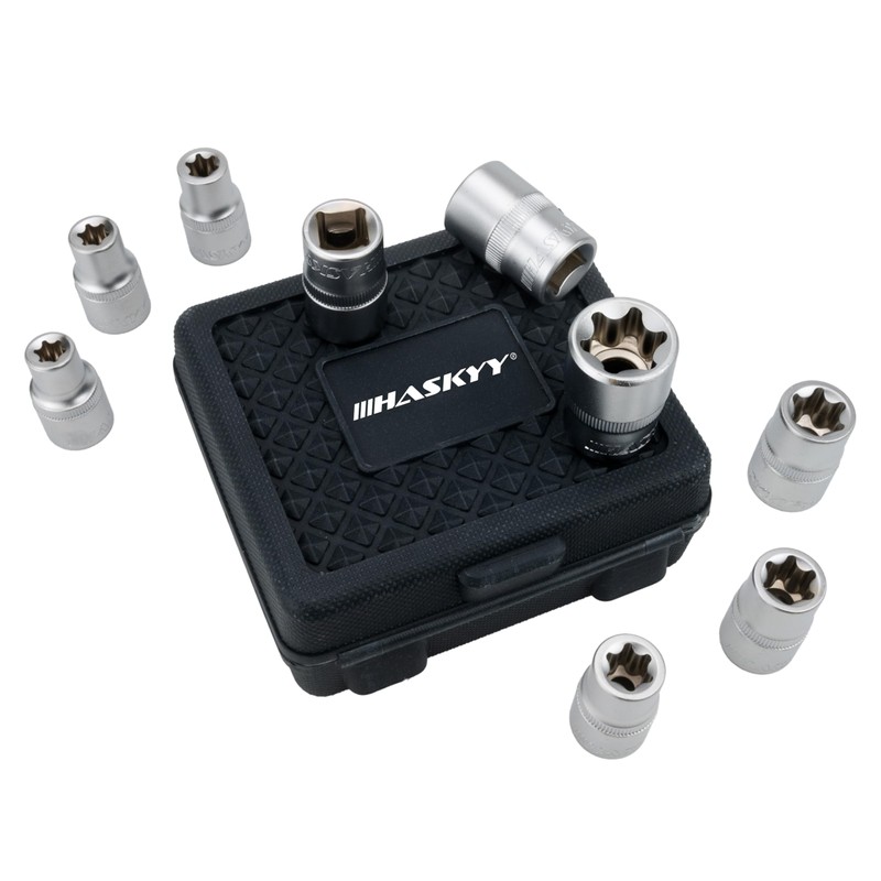 HASKYY External Torx Socket Set 1/2 Inch E-Profile Set E10