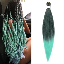 ShowJarlly Braids Extensions, Pre-Stretched Braiding Hair, 30 Inches, 1 Pack/Lot Braid Extensions, Synthetic Hair for Braiding, Professional Soft Synthetic Jumbo Braids Hair (30 Inches, 1B/Mint #)