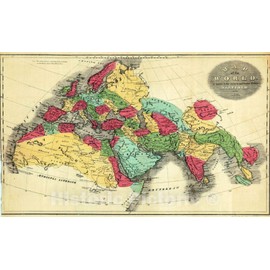 Historic Map - 1855 Map of The World as Known to The Ancients and Sacred Writers - Vintage Wall Art - 24in x 16in