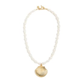 MAYAMAR Women's Shell and Pearl Necklace, Gold, One Size