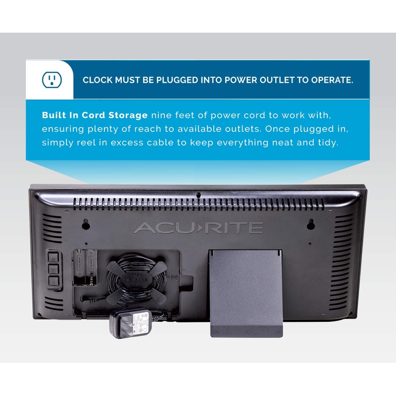 AcuRite 75152M Oversized Blue LED Clock with Indoor Temperature, Date