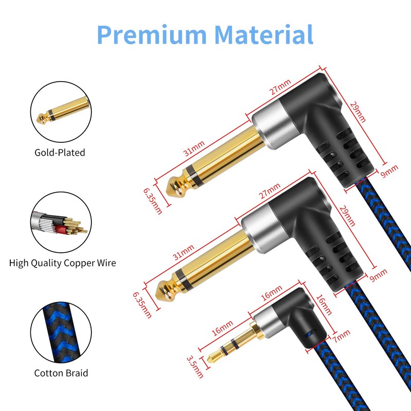 LDKCOK 3.5mm 1/8" Dual 6.35mm 1/4" TS Mono Stereo Y