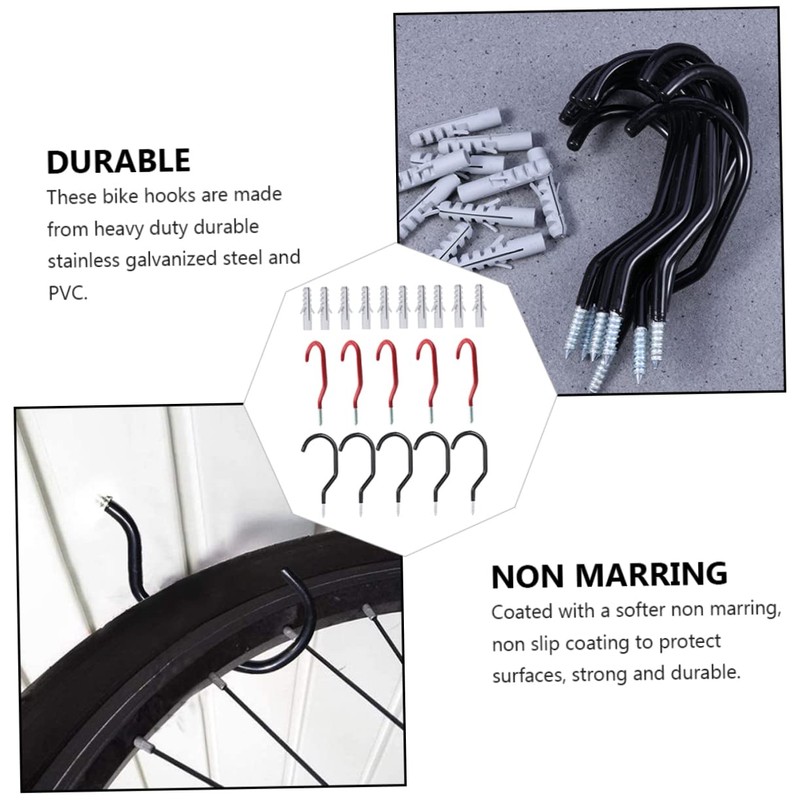 TEHAUX 10 Sets Bike Hooks Set for Wall Mounting Durable