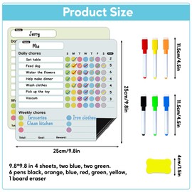 4PCS Magnetic Chores Chart for Kids Reward Chart Magnetic Good Behaviour Charts for Children Meal Planner Board Magnetic Whiteboard Weekly Planner Chores Board for Family Fridge Kitchen