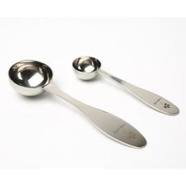 LeafLoveLife Coffee Scoop - Stainless Steel Tablespoon Measuring Coffee Scoop - Perfect For Scooping Coffee, Cocoa, Tea, Protein Powder, Spices and More - Dishwasher Safe - Pack of 2 (Medium & Large)