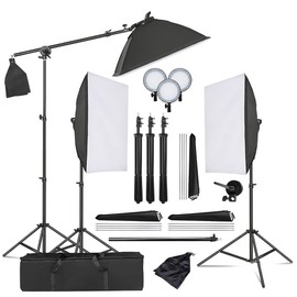 Kshioe 3pcs Softbox Lighting Kit Photography Continuous Lighting System Photo Studio Equipment with 3pcs 45W LED Light for Photo Studio Portrait, Video Shooting