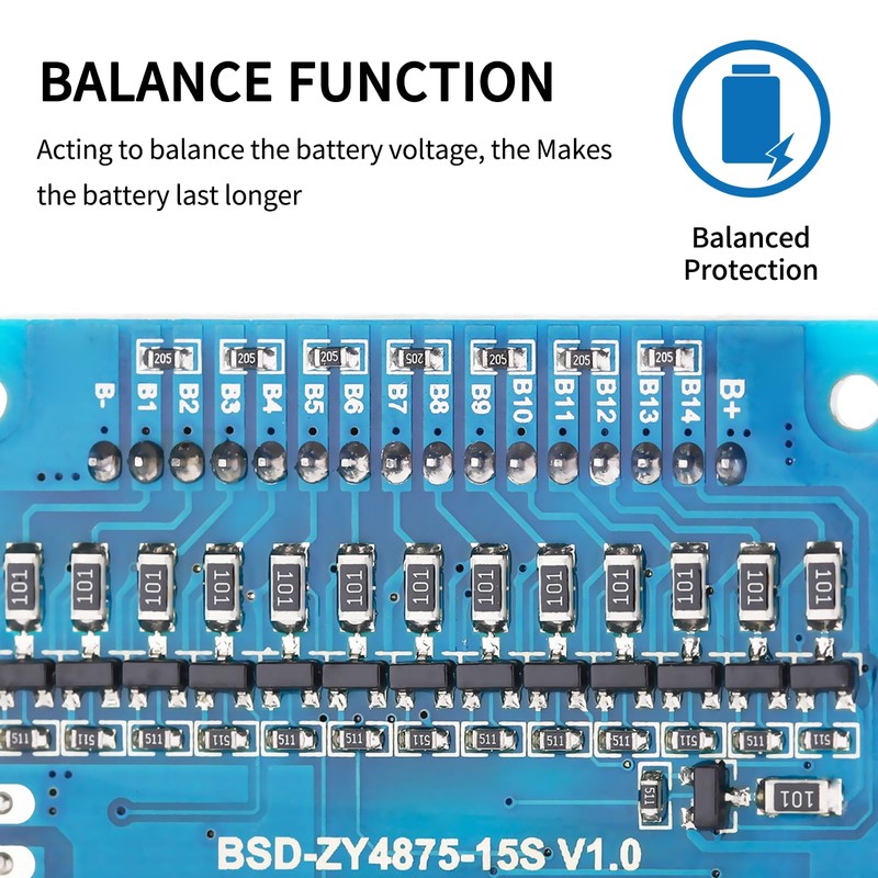 Bisida 15S BMS 48V 20A Lifepo4 Battery Management System PCB
