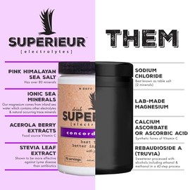Superieur Electrolytes - Plant Based Electrolyte Supplement w Sea Minerals for Hydration  Recovery - Keto Friendly, Non-GMO, Zero Sugar, Vegan...     