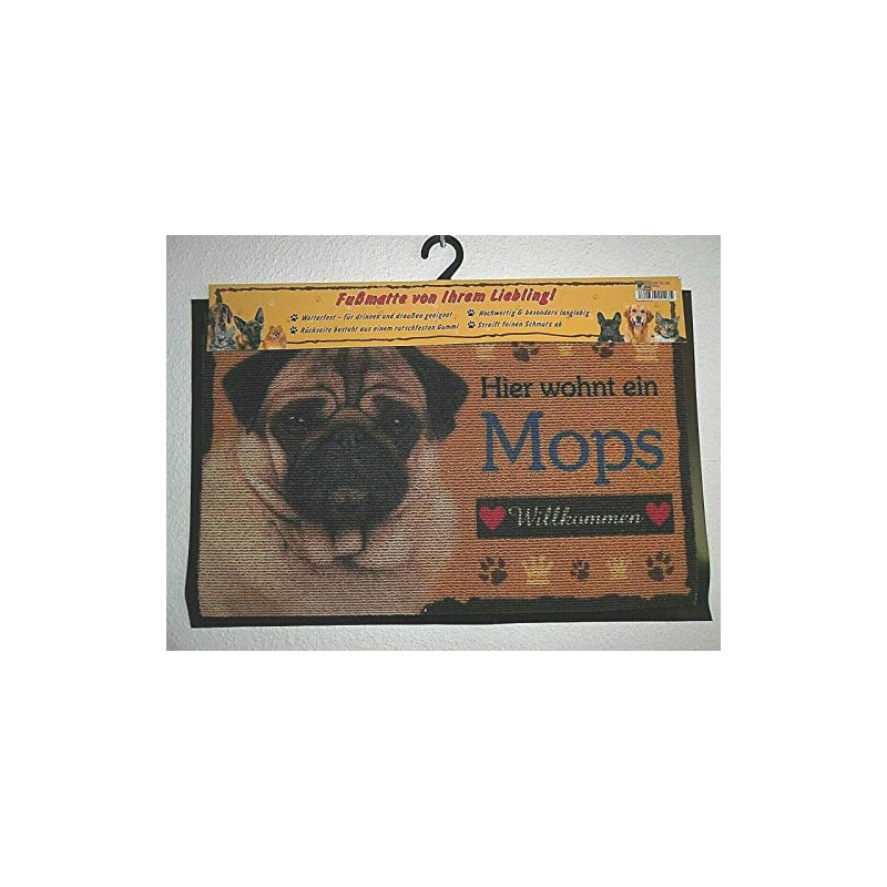 Pfronten Doormat Pug (36), Doormat, Weatherproof Dog