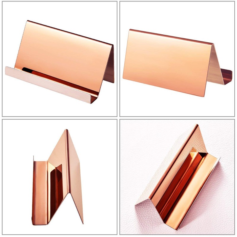 2 Pack Stainless Steel Business Cards Holders Desktop Card Display