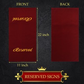 Boyiee 24 Pack 22 Inch Reserved Chair Signs Church Pew Reserved Sign Burgundy Gold Reserved Seating Signs Reserved Cloths Placeholder for Wedding Meeting Event Party Celebration, Red