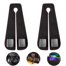 Pack of 2 Car Storage Hooks, Car Hook Headrest, Car Hook Leather, Double Hooks for Car Seat Backrest, Headrest Hanger, Handbag Holder, Bag Hooks, Multifunctional Leather Car Seat Hooks